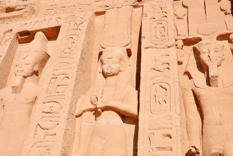 Statues of Ramesses II and Nefertari, Temple of Hathor or Temple of Nefertari, Temple of Abu Simbel, UNESCO World Heritage Site, Nubia, Egypt