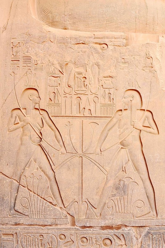 Relief of Sema-taui symbol, Luxor Temple, Luxor, Egypt