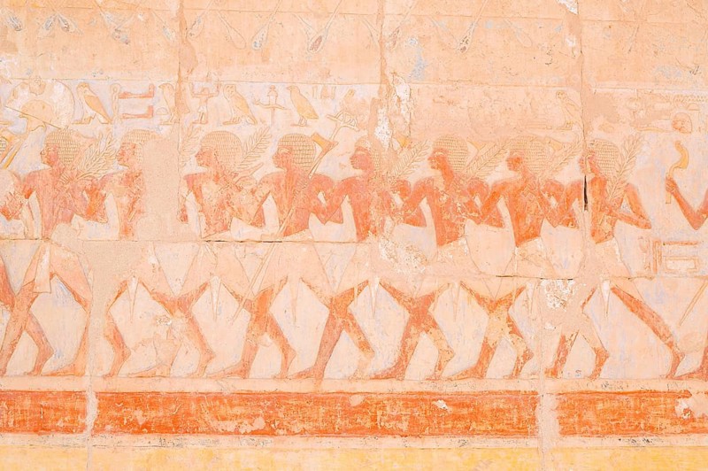 Relief of the Soldier Parade, Hathor Chapel, Hatshepsut Temple, Hatshepsut Mortuary Temple, Deir el-Bahari, Thebes, Luxor, Egypt