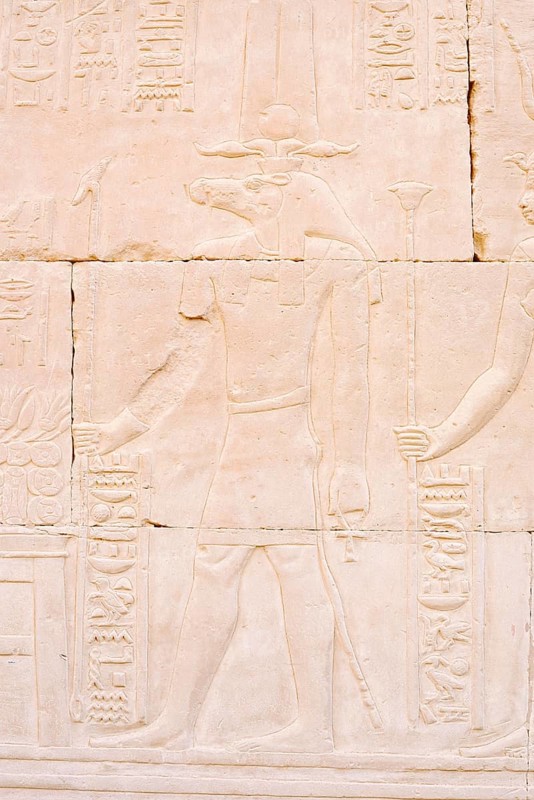 Relief of the crocodile god Sobek, double temple of Kom Ombo, Kom Ombo, Egypt