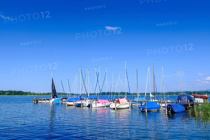 Segelclub Harras Chiemsee, Hafen am Chiemsee bei Stock, Prien, Chiemgau, Upper Bavaria, Bavaria, Germany