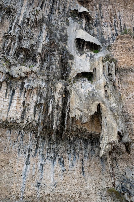 Natif waterfall, limestone deposits, Oman
