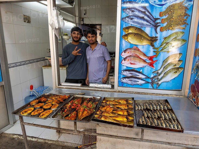 Ready fried fish is available for sale, Salalah, Oman
