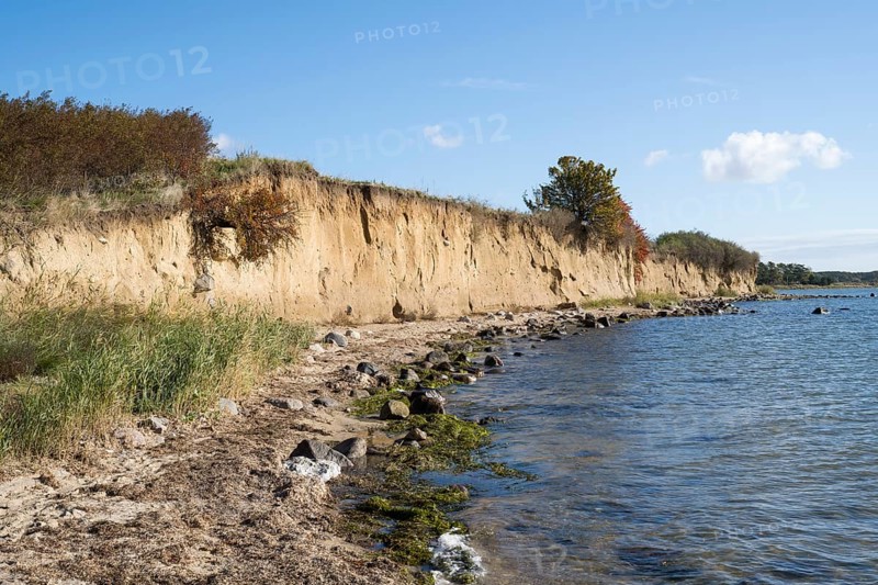Cliffs on the shores of the Baltic Sea, autumn colors, Klein Zicker, Mönchgut, Rügen island, Baltic Sea, Mecklenburg-Western Pomerania, Germany