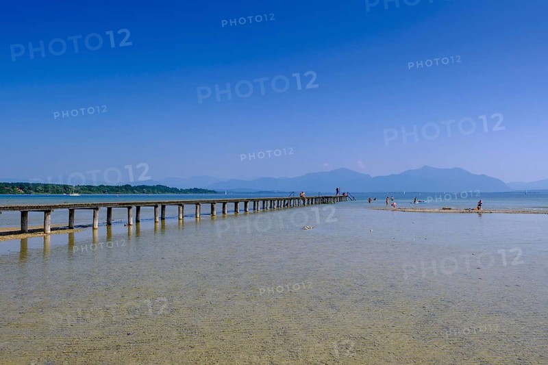 Seebad, Freibad, Strandbad, Seebruck am Chiemsee, Chiemgau, Upper Bavaria, Bavaria, Germany