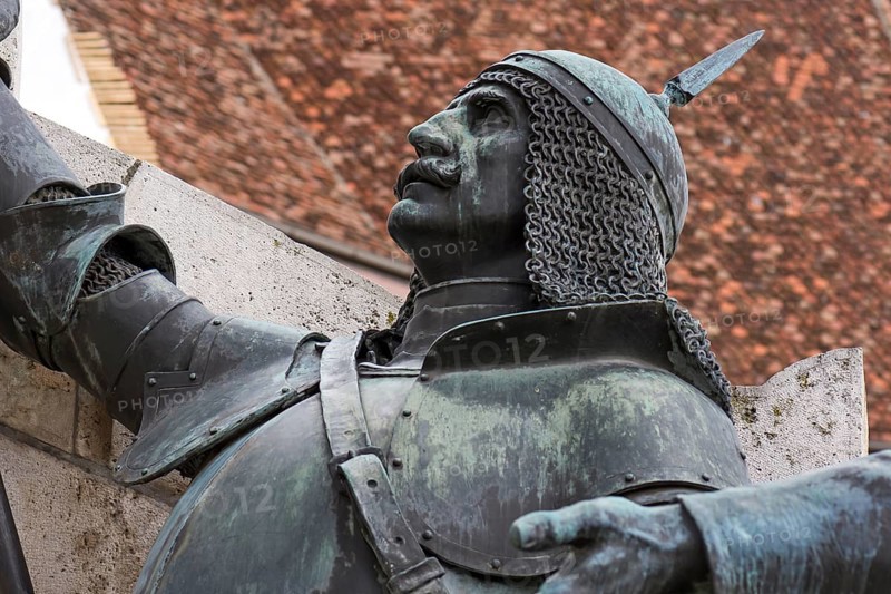 Figure at the Corvinius monument, detail, Cluj-Napoca, Romania