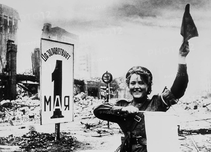 First May 1945 (1 May 1945) in Berlin, a Soviet traffic policewoman, Berlin, Germany