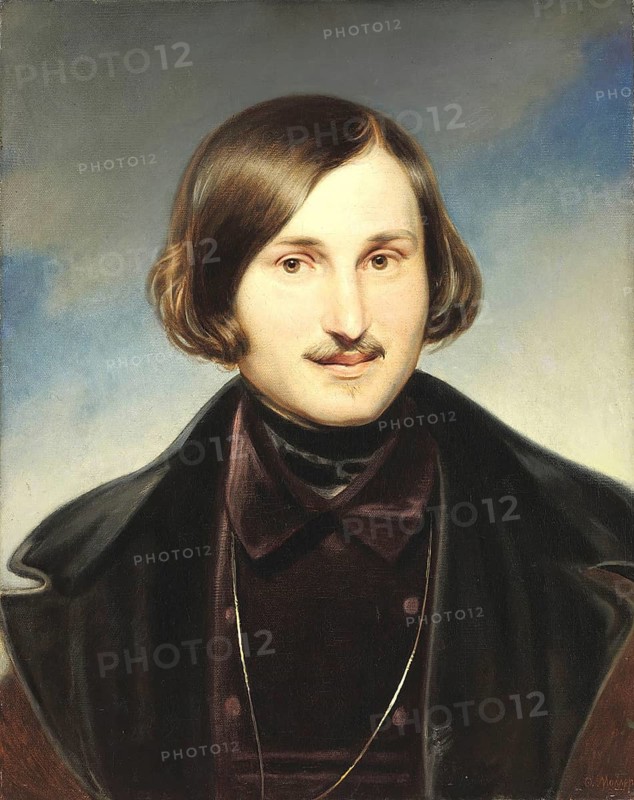 Nikolai Vasilyevich Gogol (1809-1852), important Russian writer and satirist, portrait by painter Otto Friedrich Theodor von Möller, replica of a portrait by Friedrich Möller (today Tretyakov Gallery), the original was lost during the Second World War. historical, Russia