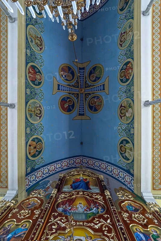 Vault and altar wall of the former German Protestant Church today Greek Catholic, Lanivka, Ukraine