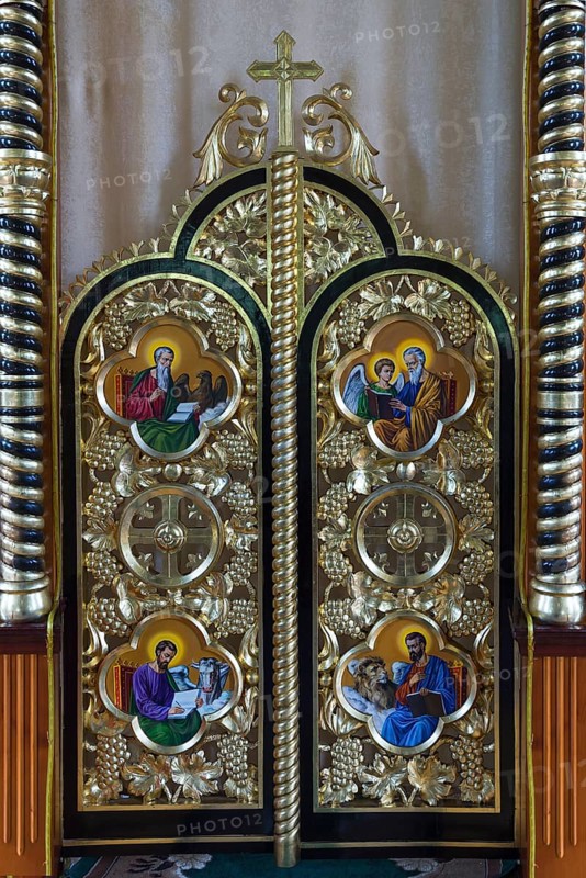 Magnificent door at the altar in the former German Protestant Church today Greek Catholic, Lanivka, Ukraine
