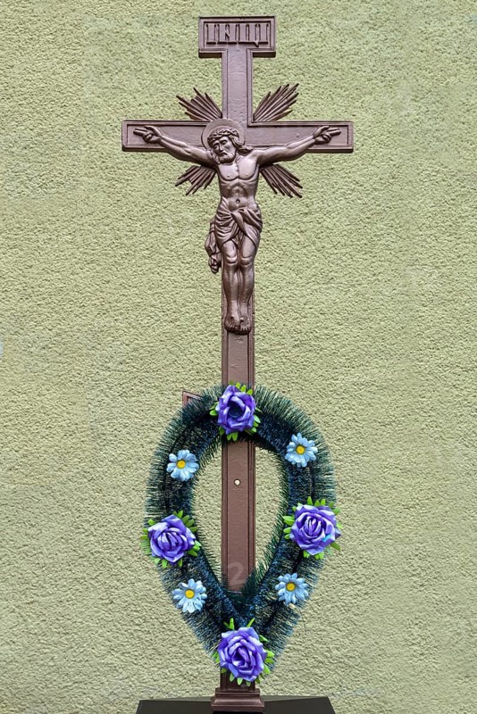 Christ Cross in front of the Greek Catholic Church, Lanivka, Ukraine