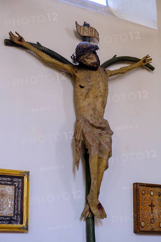 Fork cross, mystic cross, symbol tree of life, St. Peter and Paul monastery church, Altenhohenau near Griestätt, Chiemgau, Upper Bavaria, Bavaria, Germany