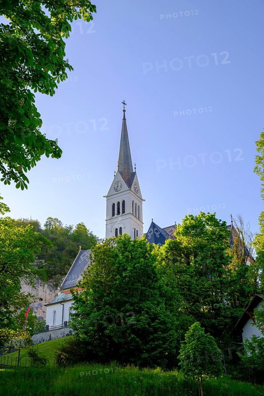 Church in the village, health resort, Bled, Lake Bled, Slovenia