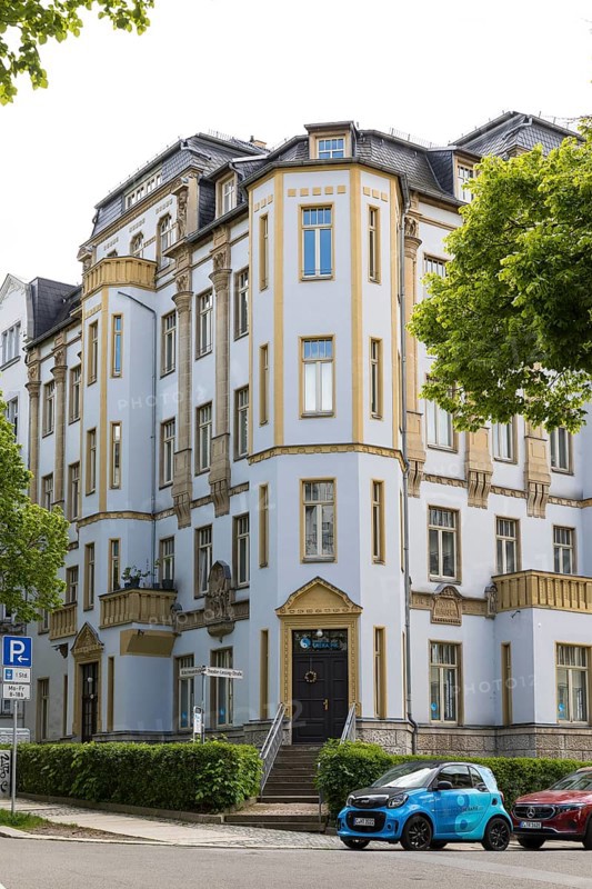 Kyffhäuserburg heritage-protected residential building in Hübschmannstraße, Art Nouveau villas and Wilhelminian era buildings on Kaßberg, Chemnitz, Saxony, Germany