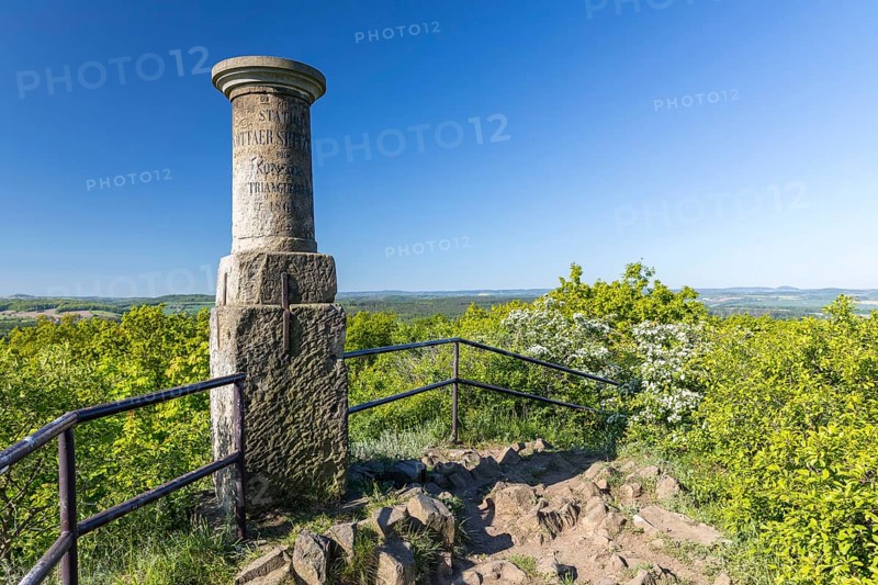 Historic triangulation column on Cottaer Spitzberg, Dohma, Saxon Switzerland, Saxony, Germany