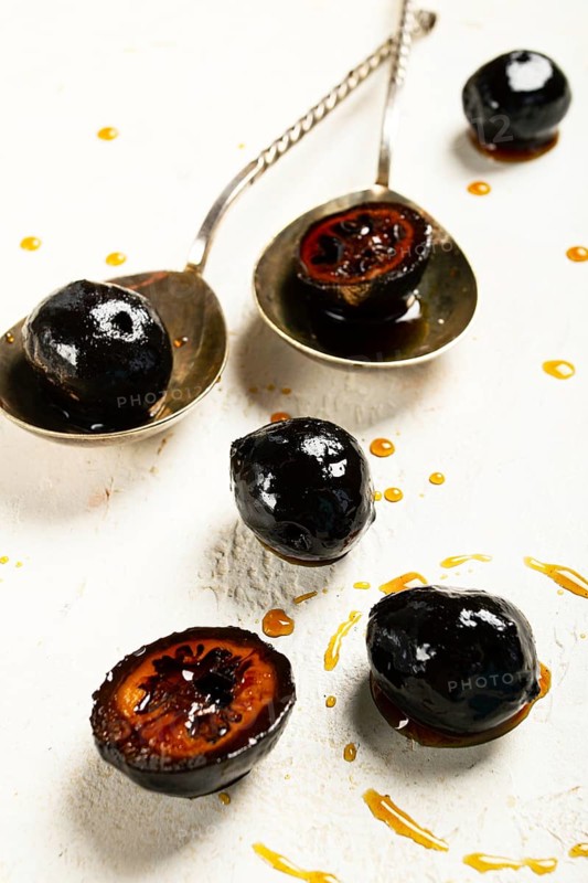 Walnut jam, on the table, top view, traditional Georgian cuisine, no people