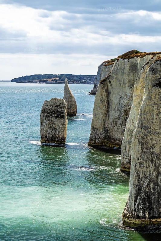 White Cliffs of Old Harry Rocks Jurassic Coast, Handfast Point, Dorset, UK
