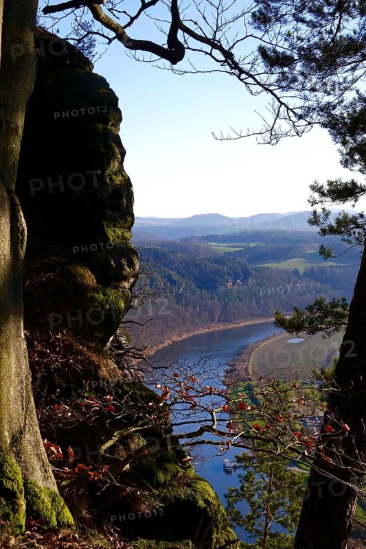 Elbe Sandstone Mountains, bastion area, winter, Saxony, Germany