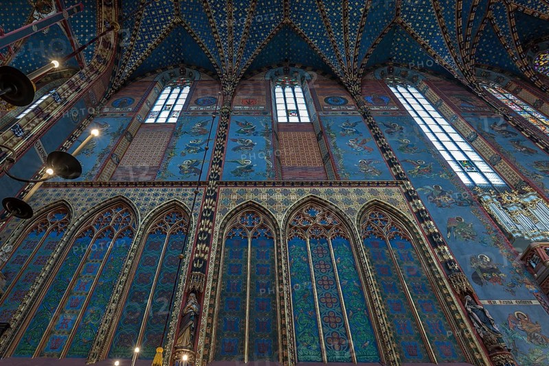Side wall of the Gothic St. Mary's Basilica, 14th century, Krakow, Poland