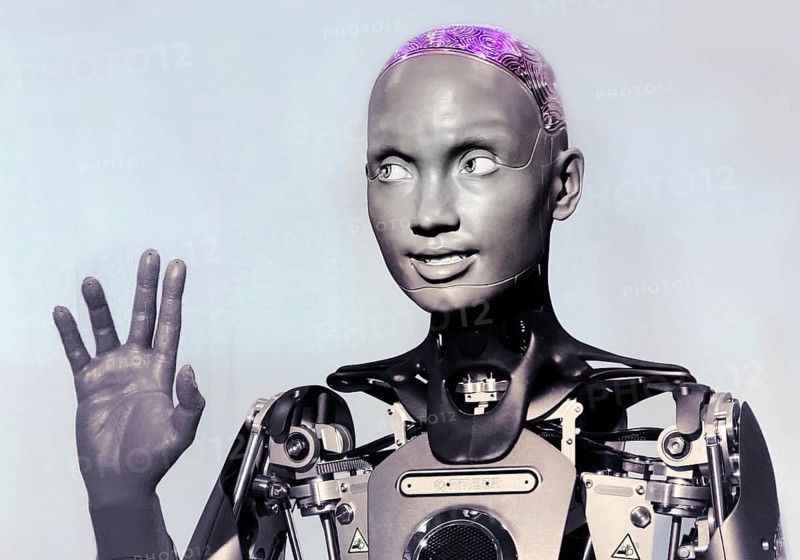 Humanoid robot for human-machine communication, artificial intelligence, AI, exhibition, history of the future, Germany