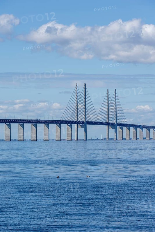 Öresund Bridge, Øresundsbrön, world's longest cable car bridge, connecting Copenhagen with Malmö, Denmark, Sweden