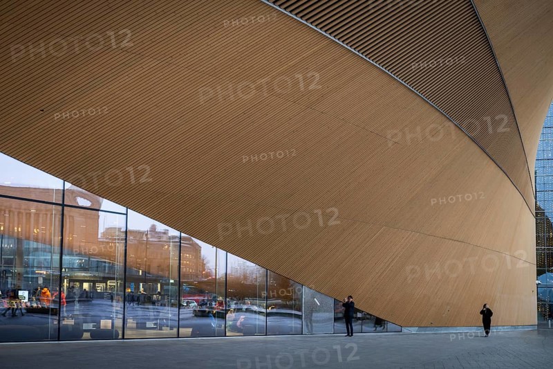 Roof structure, Oodi Central Library and Cultural Center, designed by ALA Architects, Helsinki, Finland