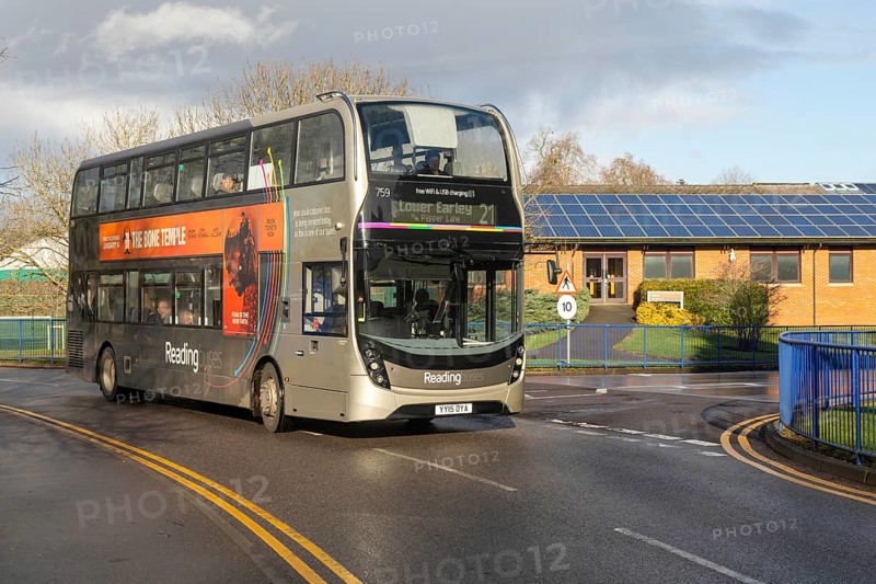 Double-decker ADL Enviro400 MMC Reading Buses bus service 21 to Lower Earley, Reading, Berkshire, England, UK