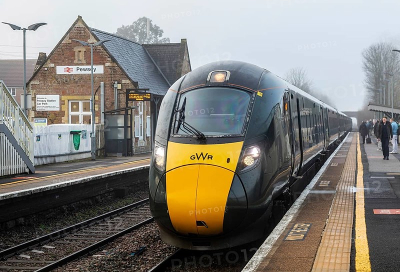 Great Western Railway GWR British Rail Class 800 Intercity Express Train locomotive, Pewsey railway station, Wiltshire, England, UK