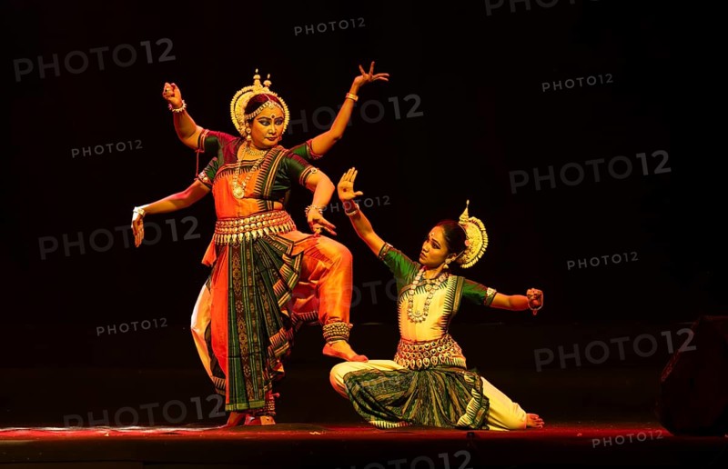 Artists perform Odissi classical dance during a cultural evening program at Shilpgram Mohotsav 2026 in Guwahati, India, on 21 January 2026