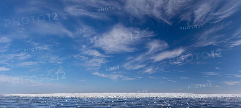Drift ice, brash ice consists of ice floes in the Arctic Ocean around Svalbard, Spitsbergen in summer