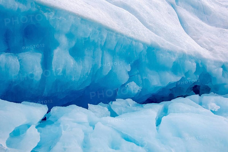 Crevasse in blue ice of Monacobreen, glacier in Haakon VII Land which debouches into Liefdefjorden, Spitsbergen, Svalbard, Norway