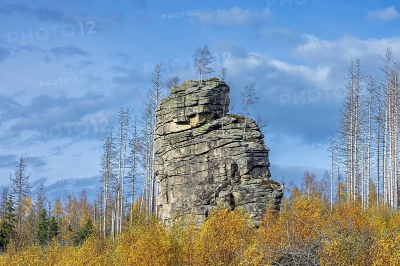 Feuersteinklippe, Feuersteine rock formation, granite butte in the Harz National Park near Schierke, Saxony-Anhalt, Sachsen-Anhalt, Germany