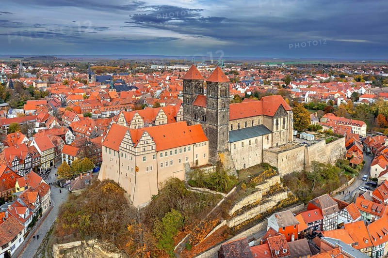 Castle and Quedlinburg Abbey, Reichsstift Quedlinburg, former abbey of secular canonesses in the Old Town of Quedlinburg, Saxony-Anhalt, Germany