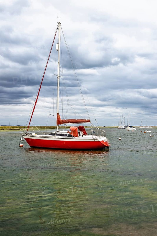 Boats and Marshes over Hurst Spit, Milford on Sea, Lymington, Hampshire, UK