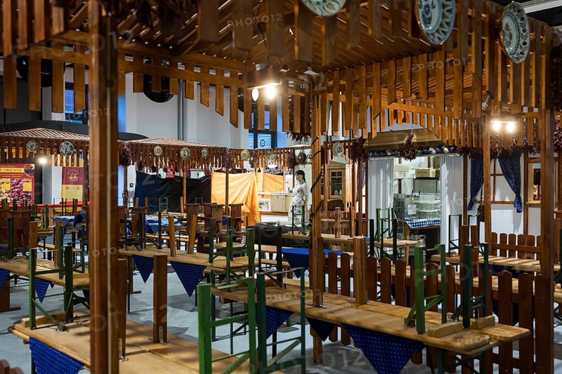 High chairs at the Hungarian stand shortly in front of the opening of Green Week at the exhibition center in Berlin on 16.01.2026. The Agricultural and Food Industry Fair will take place from January 16-25, 2026