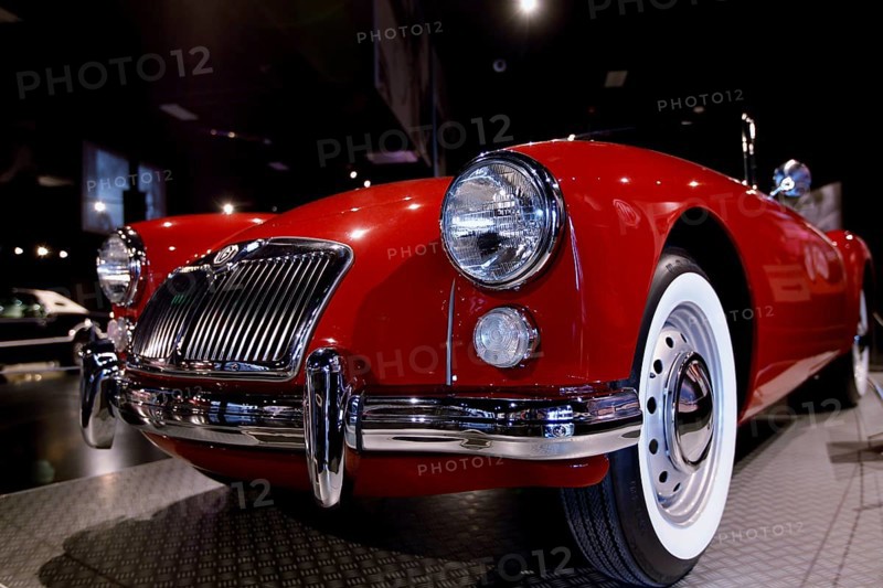Red classic car with distinctive white tires in a museum fleet, Memphis, Tennessee, USA
