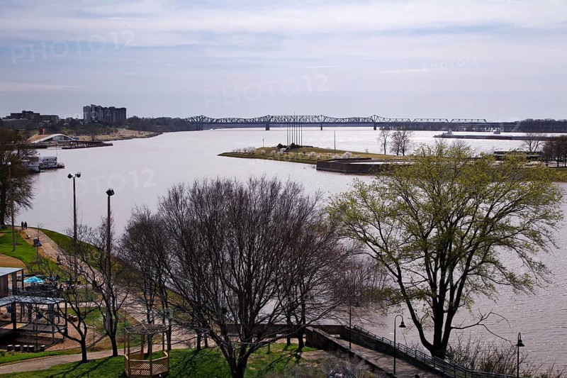 View of river and shore with city in background, Memphis, Mississippi, USA