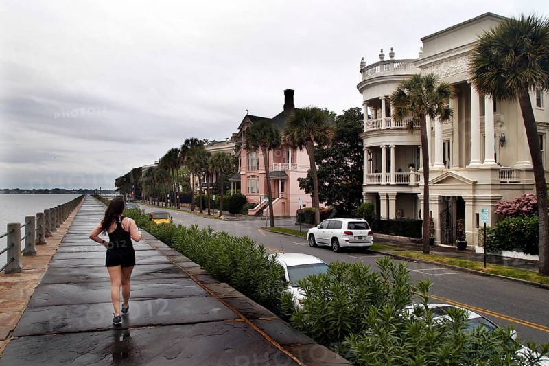 Posh historic homes on East Battery Promenade in Charleston, Charleston, South Carolina, USA