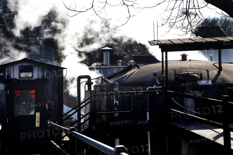 Exterior view of Jack Daniel's Distillery with smoking kettle, Lynchburg, Tennessee, USA