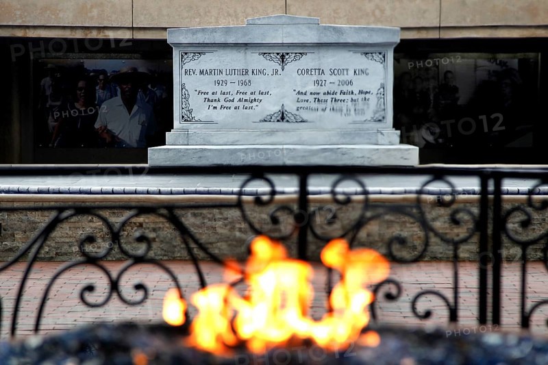 Martin Luther King Jr. Memorial with Burning Eternal Fire and Tombstone, Atlanta, Georgia, USA