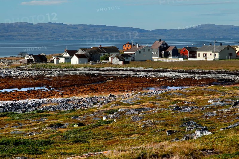 Small village near Vadsø with a view of the sea, Vadsø, Finnmark, Norway