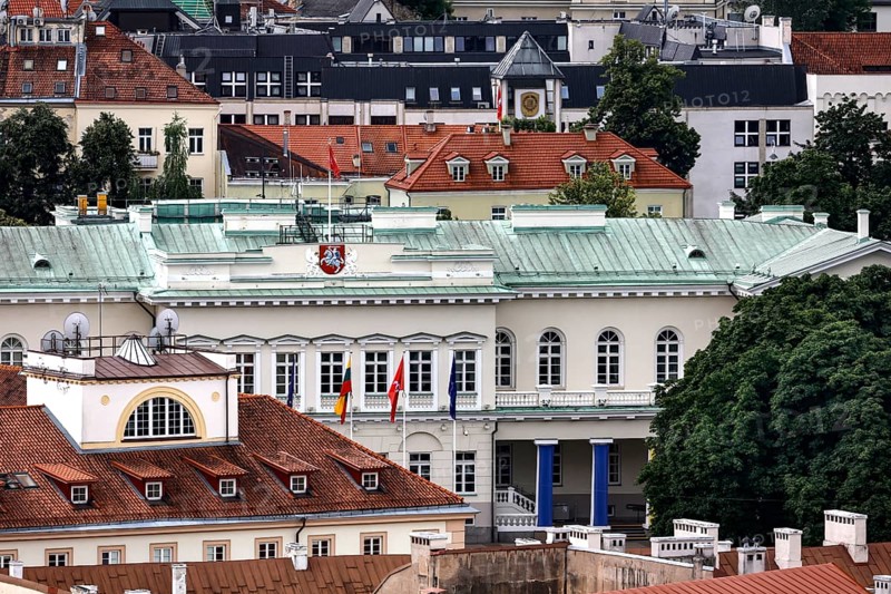 View of the presidential palace in Vilnius from above, Vilnius, Lithuania