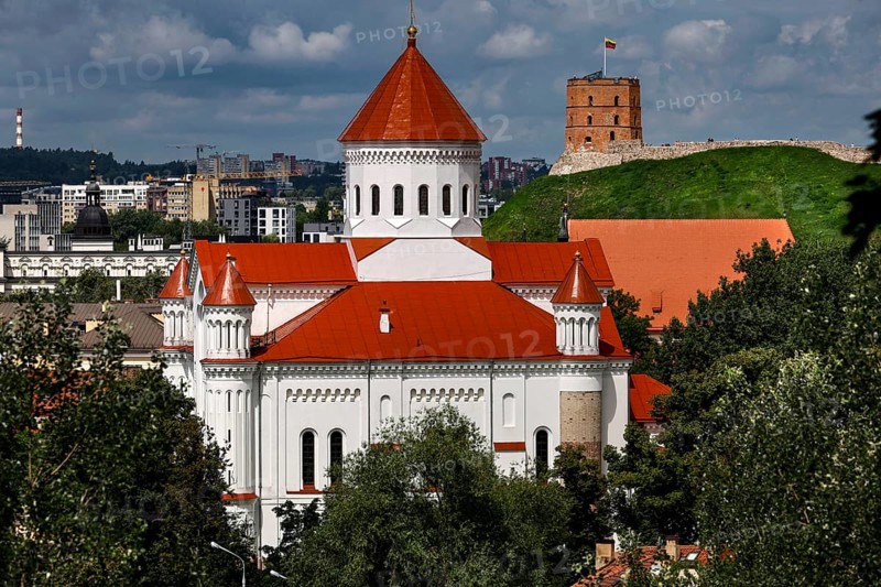 View from the bastion of the cathedral in Vilnius with the Gediminas Tower, Vilnius, Lithuania