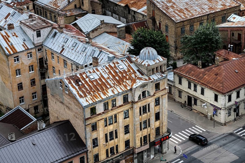 View of the old buildings and roofs in the Moscow suburb of Riga, Riga, Latvia, Latvia