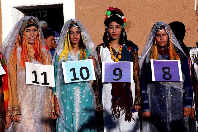 Group of woman in traditional dress at the Miss Election of the Fête des Roses, El Kelâa m'Gouna, Marrakesh-Safi, Morocco
