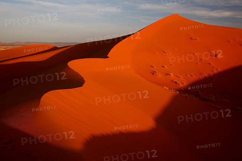 Majestic sand dunes with dramatic shadow plays in Erg Chebbi, Erg Chebbi, Morocco