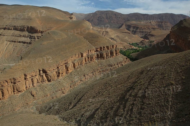 Geological structures of the Dadès Gorge in a low-vegetation area, Dadès Gorge, Morocco
