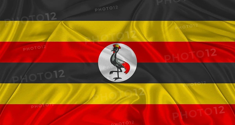 Ugandan flag with fabric texture. Realistic flag of Uganda waving, National flag
