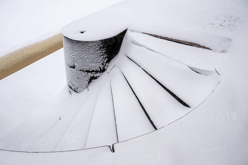 Snowy stairs, wintery Turku or Swedish Åbo, Varsinais-Suomi, Finland