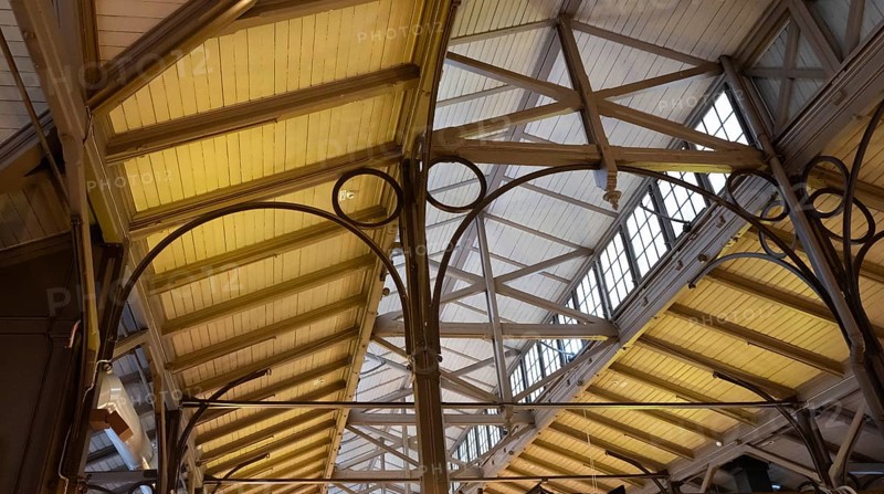 Roof structure, market hall in Eerikinkatu, designed by architect Gustaf Nyström, Turku or Swedish Åbo, Varsinais-Suomi, Finland